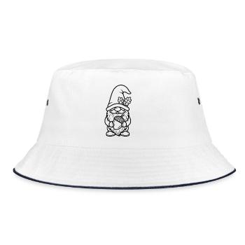 Herbst Wichtel Eichel Gnom Kinder T-Shirt - Bucket Hat - Weiß/Navy - Vorne