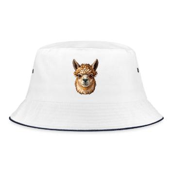 Alpaca Head - Bucket Hat - Weiß/Navy - Vorne