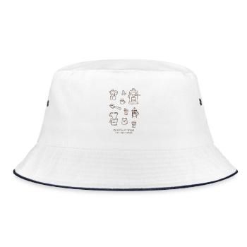 Ein Kaffee am Morgen – Lustiger Kaffee Spruch  - Bucket Hat - Weiß/Navy - Vorne