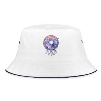 Traumfänger mit Schmetterling Galaxy Traum Kunst - Bucket Hat - Weiß/Navy - Vorne
