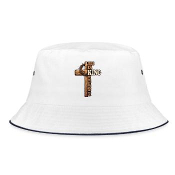 Jesus Is King Revelation 17:14 Christliches Motiv - Bucket Hat - Weiß/Navy - Vorne