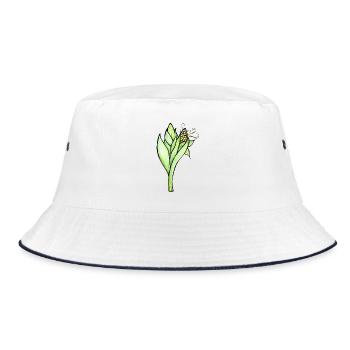 Aquarell-Maispflanzenillustration - Bucket Hat - Weiß/Navy - Vorne
