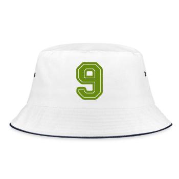 9- - Bucket Hat - Weiß/Navy - Vorne