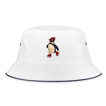 Schlittschuhpinguin - Bucket Hat - Weiß/Navy - Vorne