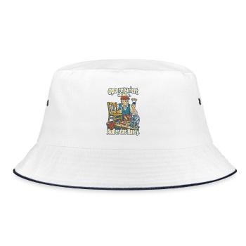 Opa repariert alles außer Handy - Bucket Hat - Weiß/Navy - Vorne