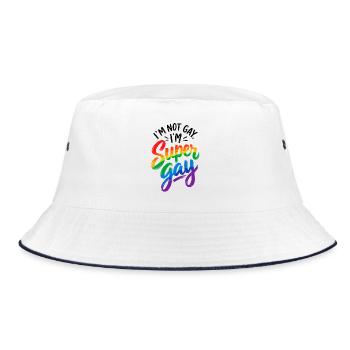 I´m not Gay I´m Supergay - Schwul - Lesbisch - LGB - Bucket Hat - Weiß/Navy - Vorne
