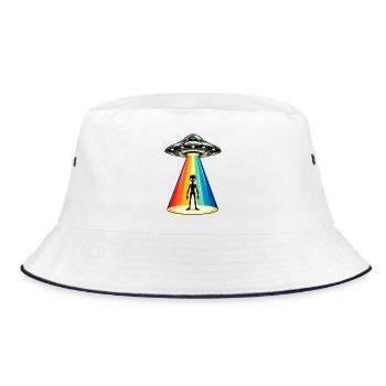 Rainbow Beam UFO-Entführung - Bucket Hat - Weiß/Navy - Vorne