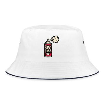 Oni Maske Spraydose Grafik - Bucket Hat - Weiß/Navy - Vorne