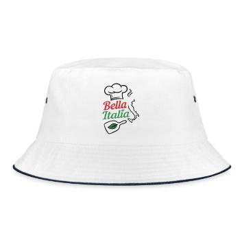 Bella Italia – Italien Liebe & Dolce Vita - Bucket Hat - Weiß/Navy - Vorne