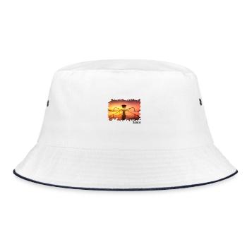 Sanur, Fischerboot im Sonnenaufgang auf Bali - Bucket Hat - Weiß/Navy - Vorne