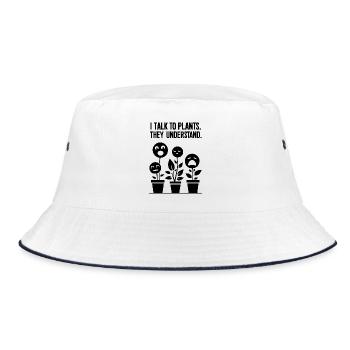 Plant Understander: Communication with Green - Bucket Hat - white/navy - Front