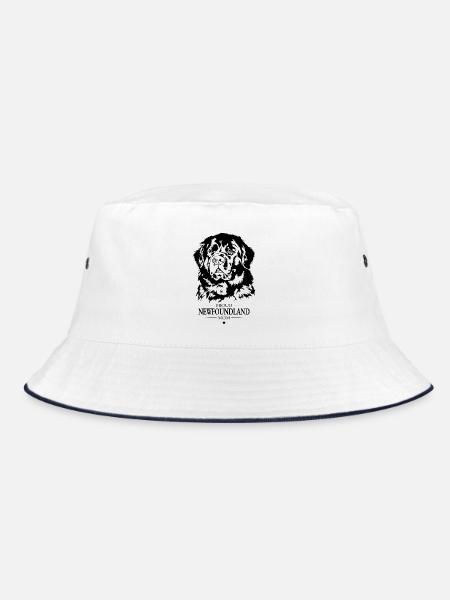 Newfoundland Mom Dog Dog Newfoundland Wilsigns - Bucket Hat - white/navy - Front