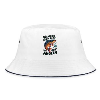 Ich gehe angeln fischen - springender Karpfen - Bucket Hat - Weiß/Navy - Vorne