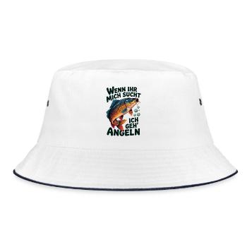 Wenn Ihr mich sucht - ich geh Angeln - Bucket Hat - Weiß/Navy - Vorne