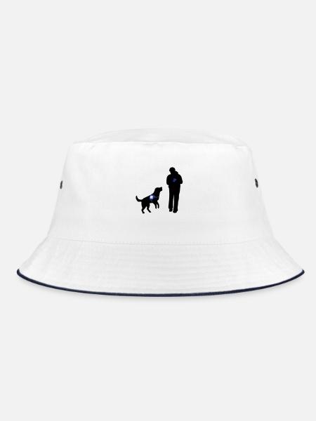Hund wartet auf Bestätigung - Bucket Hat - Weiß/Navy - Vorne