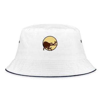 night moon sun evening round circle sloth despan - Bucket Hat - white/navy - Front