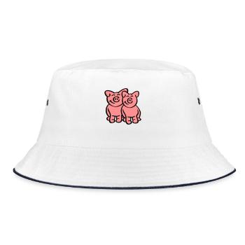 Cute Pigs - Bucket Hat - Weiß/Navy - Vorne