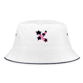 Sterne 3D - Bucket Hat - Weiß/Navy - Vorne