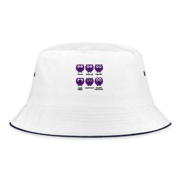 Lustige Eulen mit Kaffee Chart | T-Shirts Druck - Bucket Hat - Weiß/Navy - Vorne
