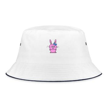 Osterhase - Bucket Hat - Weiß/Navy - Vorne