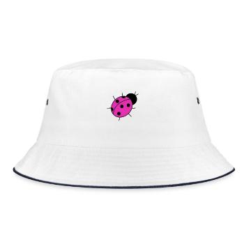 Marienkäfer Pink - Bucket Hat - Weiß/Navy - Vorne
