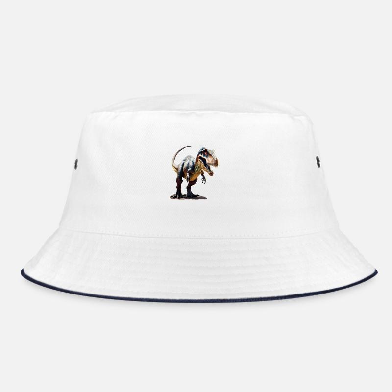 Dinosaurier - Bucket Hat - Weiß/Navy