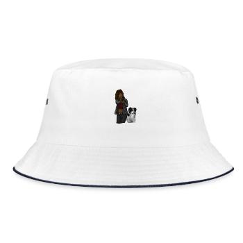 Girl With a gun and a dog - Bucket Hat - Weiß/Navy - Vorne