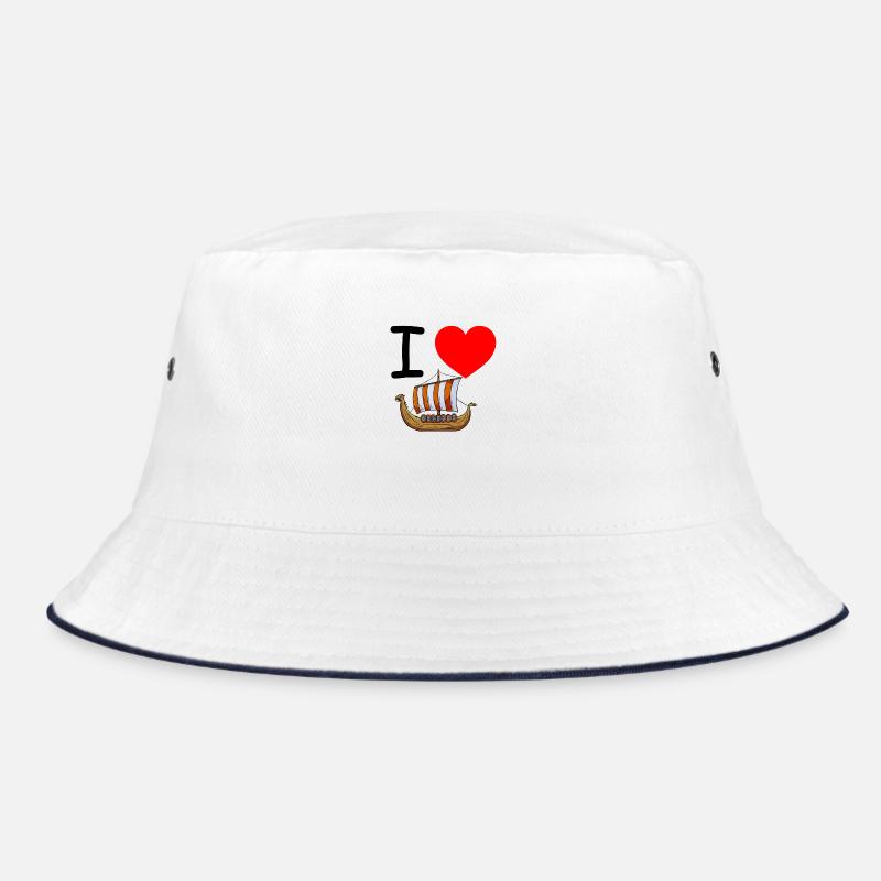 Wikinger - Bucket Hat - Weiß/Navy