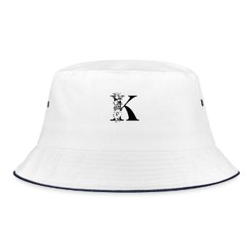 Buchstabe k Blumen schwarz und weiß - Bucket Hat - Weiß/Navy - Vorne
