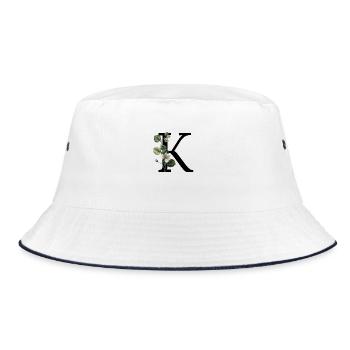 Green Botanical Letter K - Bucket Hat - white/navy - Front