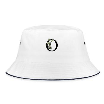 Letter O Green Botany - Bucket Hat - white/navy - Front