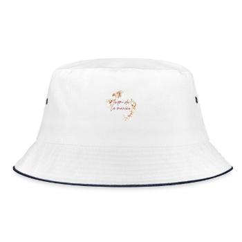 Brautteam Krone Boho Blumen - Bucket Hat - Weiß/Navy - Vorne