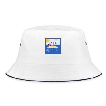 Achten Sie im Urlaub auf Haie - Bucket Hat - Weiß/Navy - Vorne