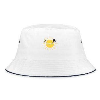 Summer Sun, Palm Tree and Parasol - Bucket Hat - white/navy - Front