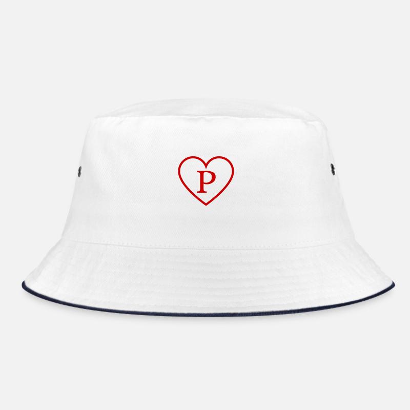 Letter p red heart Bucket Hat