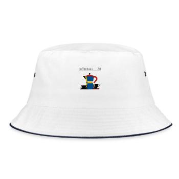 Bauhaus Minimalism Design Bialetti Coffee - Bucket Hat - white/navy - Front