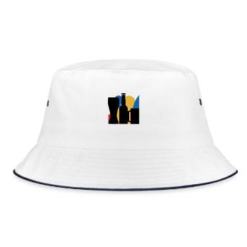 Bauhaus Minimalism Design Beer Beer Bottle - Bucket Hat - white/navy - Front