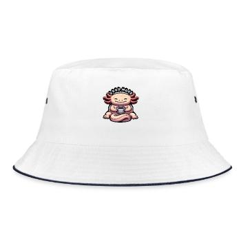 Kaffee und Azalotl - Bucket Hat - Weiß/Navy - Vorne