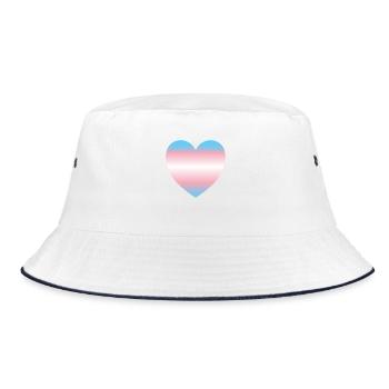Subtle Transgender Pride heart - Bucket Hat - white/navy - Front
