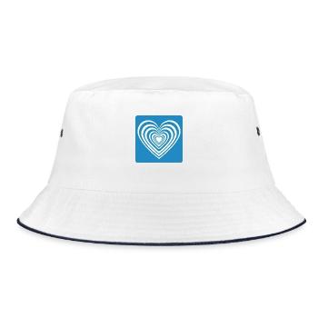 Blaues Herz - Bucket Hat - Weiß/Navy - Vorne