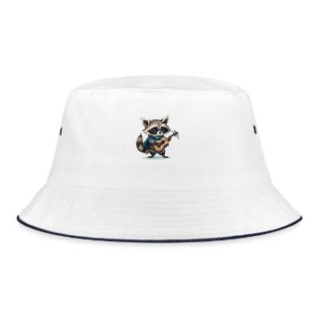 Raccoon Bard - Bucket Hat - white/navy - Front