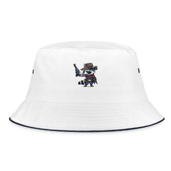raccoon western - Bucket Hat - white/navy - Front