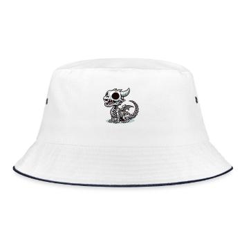 Drache - Bucket Hat - Weiß/Navy - Vorne