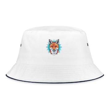 Fox - Illustration - Bucket Hat - white/navy - Front