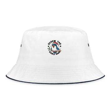 Der frühe Vogel kann mich mal - Bucket Hat - Weiß/Navy - Vorne