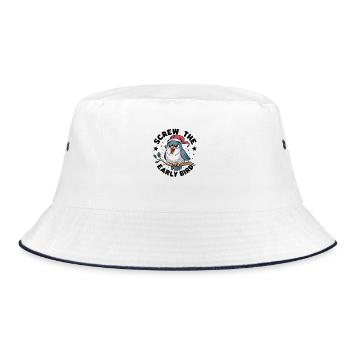 Der frühe Vogel kann mich mal - Bucket Hat - Weiß/Navy - Vorne
