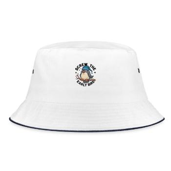 Der frühe Vogel kann mich mal - Bucket Hat - Weiß/Navy - Vorne