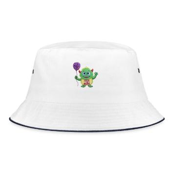 Ballon-Monster - Bucket Hat - Weiß/Navy - Vorne