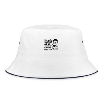 I'm not a smartass, I really know better - Bucket Hat - white/navy - Front