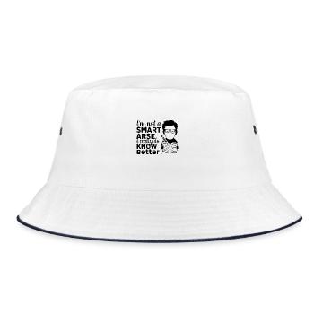 I'm not a smartass, I really know better - Bucket Hat - white/navy - Front